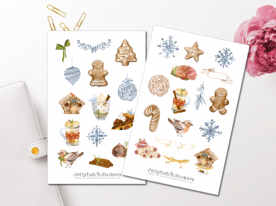 Weihnachten Essen Sticker Set